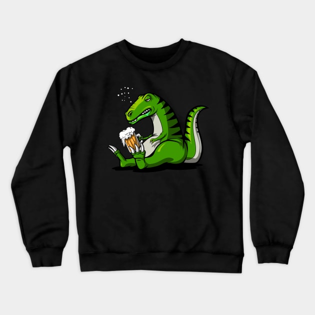 T-Rex Dinosaur Beer Party Crewneck Sweatshirt by underheaven